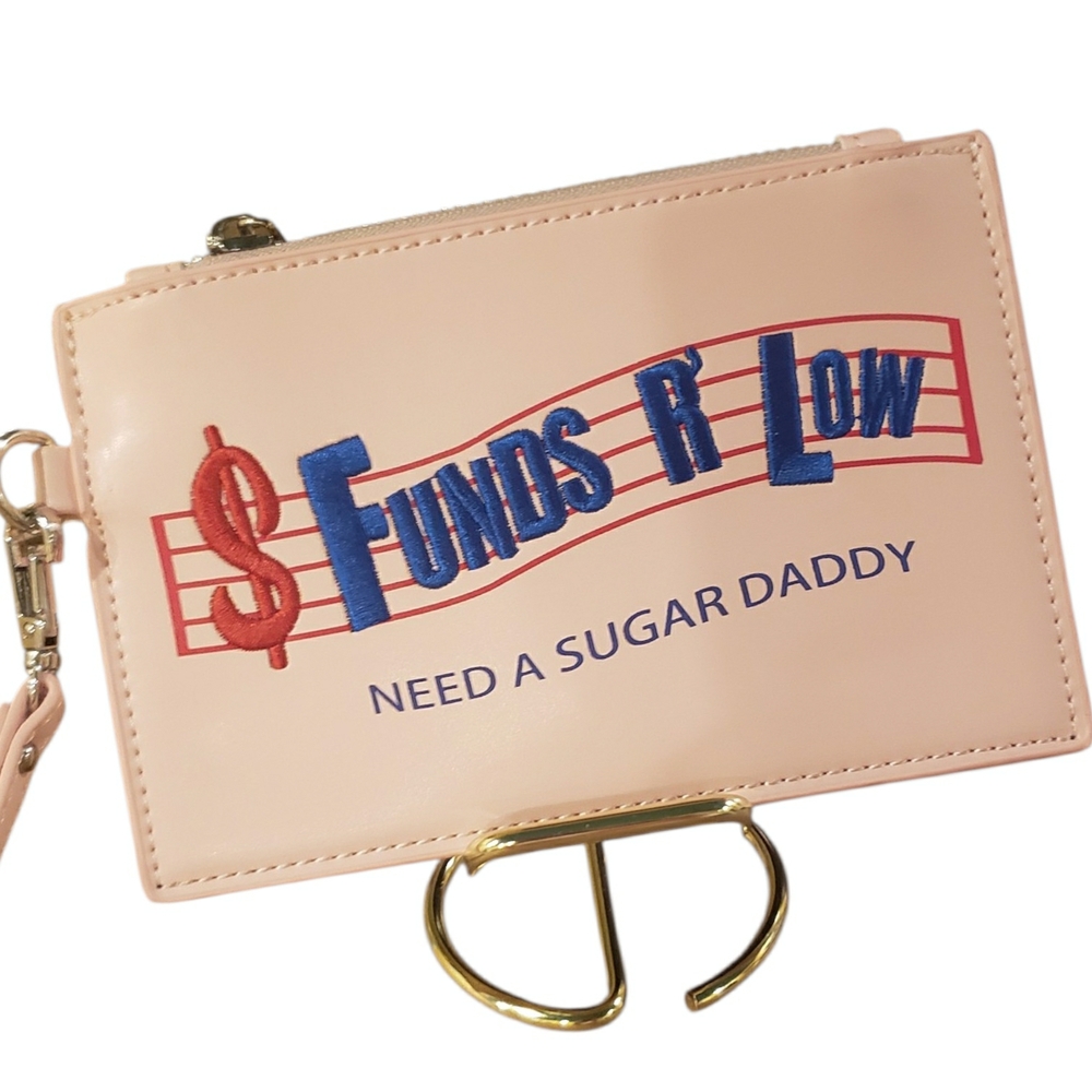 “FUNDS ARE LOW NEED A SUGAR DADDY” Novelty Clutch – Pearl Lace Frame Bag – NWT